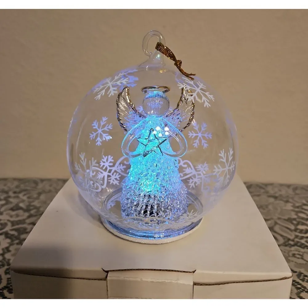 Vintage Soreele LED Lighted Glass Angel with Star Globe
